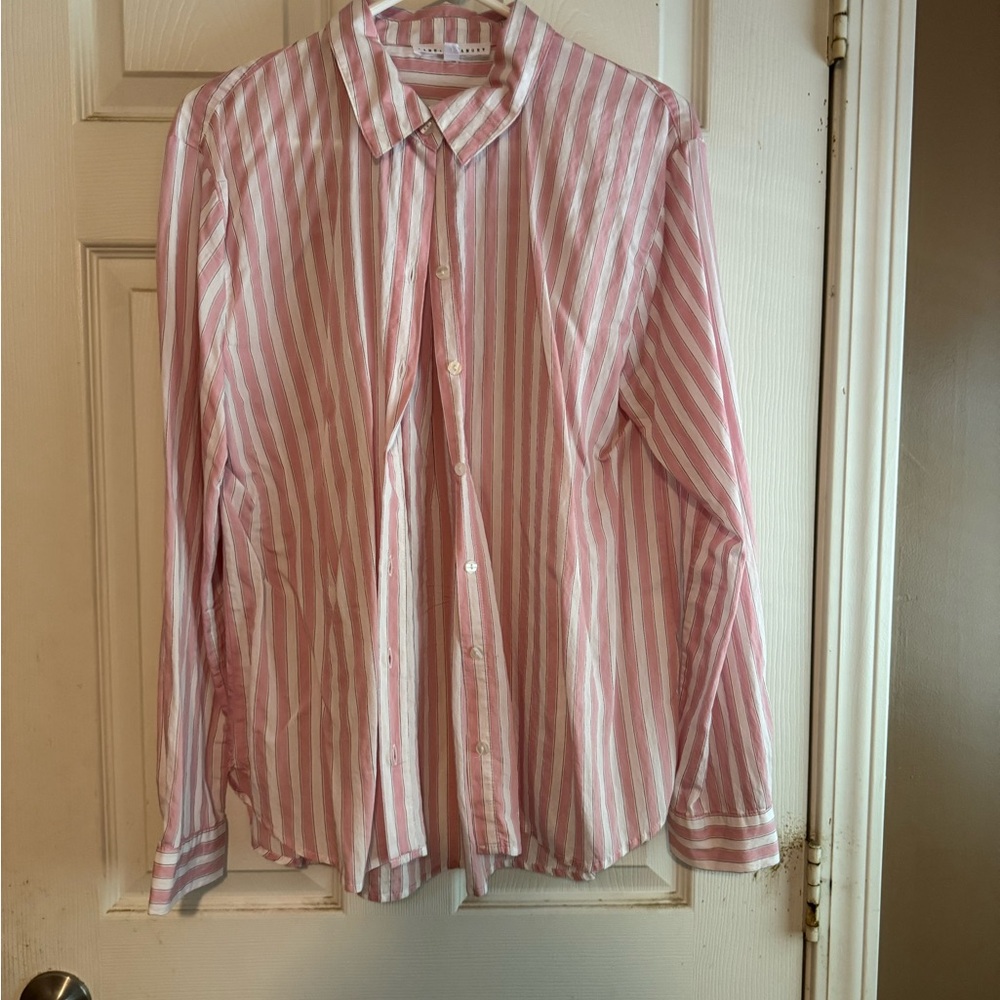 Women's Pink Striped Button Down Shirt